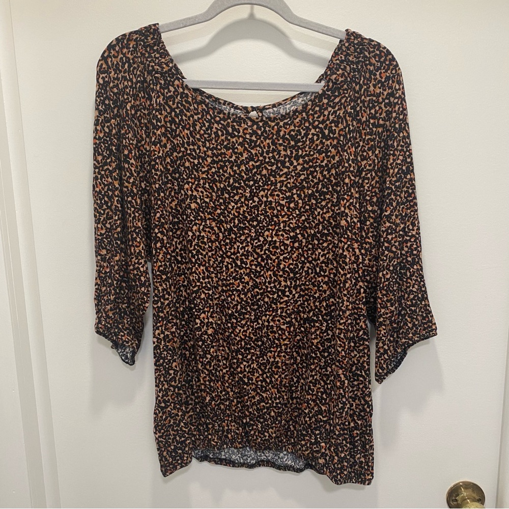Loft Leopard 3/4 Long Sleeve Blouse